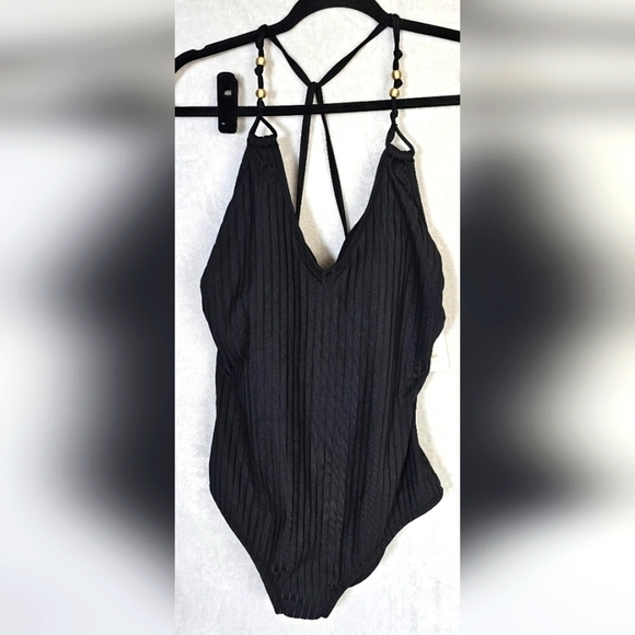 68.🆕XL Size 16  Shade & Shore  Ribbed Bead Knot Detail  Swimsuit - Picture 2 of 4